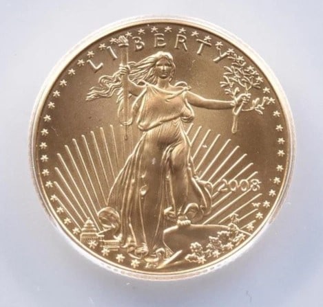 2008-W $10 BURNISHED GOLD EAGLE (1 of 2)