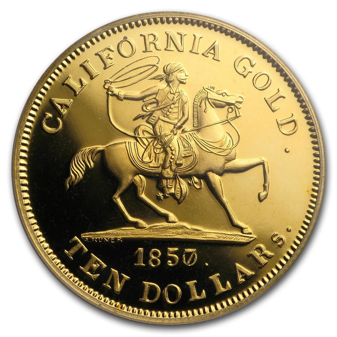 1857/0 $10 49ER HORSEMAN .887 FINE CAL GOLD (1 of 2)