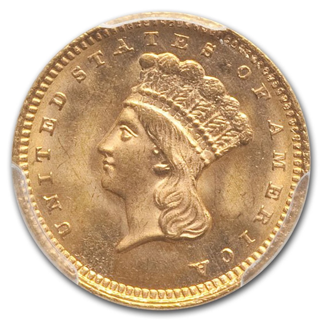 1861 $1 INDIAN HEAD GOLD MS-65 (1 of 2)