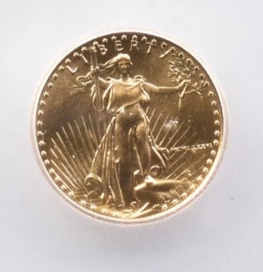 1986 $5 AMERICAN GOLD EAGLE: 1986 $5 American Gold Eagle Grade : MS70 Composition : Gold Denomination : $5 Year : 1986 Country of Origin : None Mint Location : None Brand/Mint : None Accessories: None Accessories