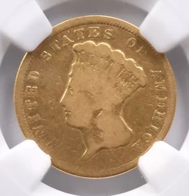 1854 $3 INDIAN PRINCESS HEAD GOLD THREE DOLLAR PIECE (1 of 2)