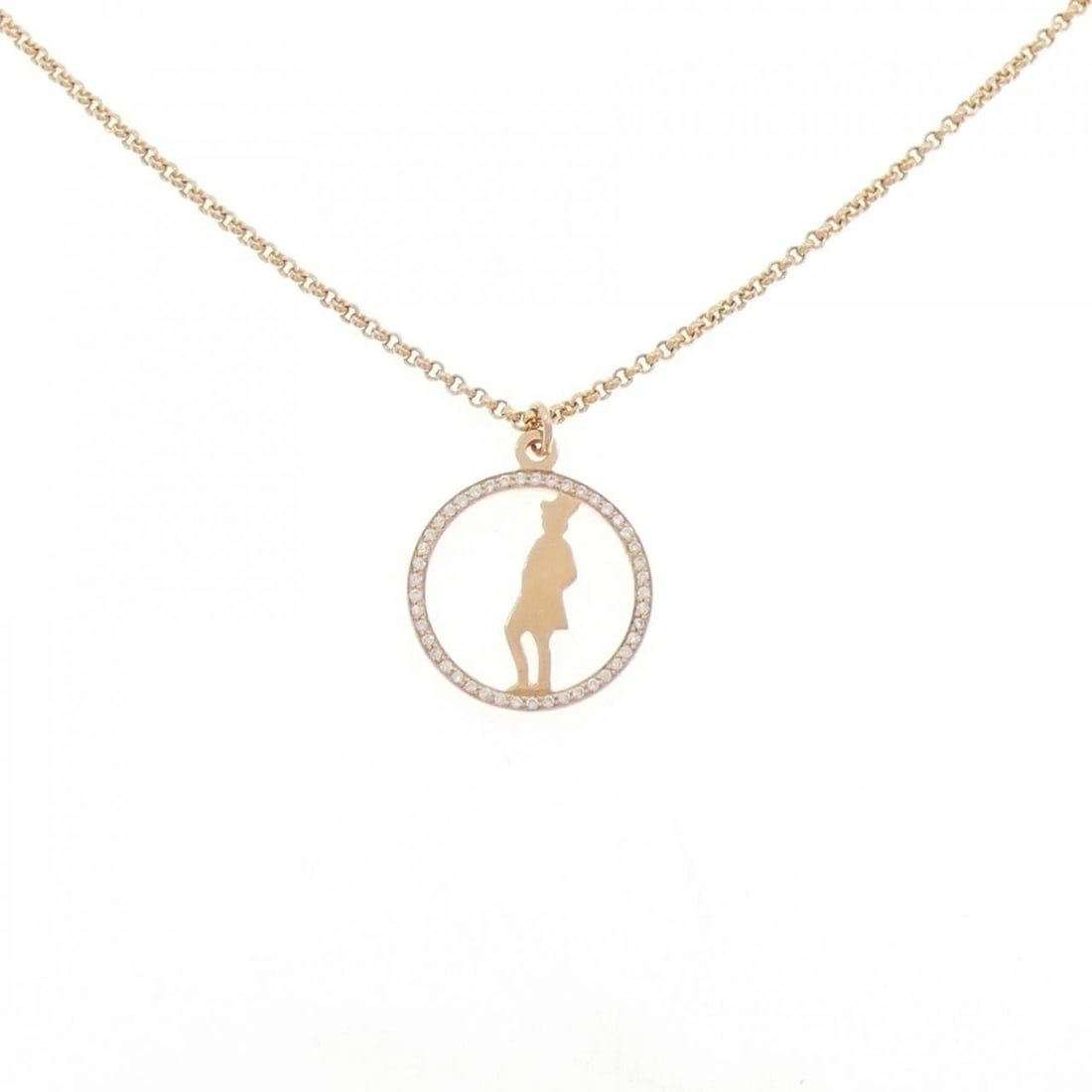 HERMES DIAMOND NECKLACE: HERMES Diamond Necklace Brand: HERMES Type: Necklace Material: 750 Pink Gold Main Stone Natural Color: Pink Gold Size: 40cm(LG)ActualSize Pendant top H x W: 22.0mmx16.6mm Chain Max. W: 1.5mm 