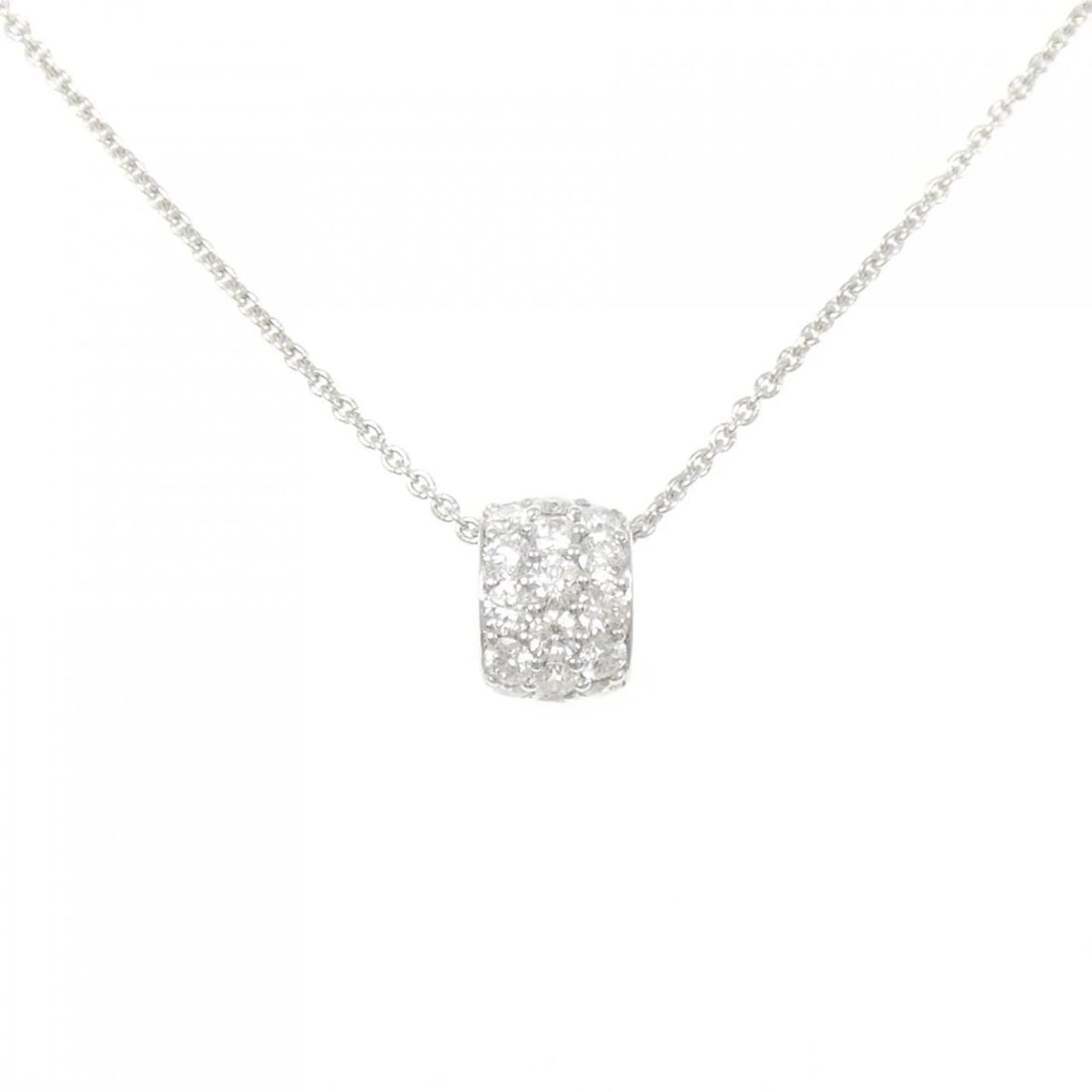 MIKIMOTO DIAMOND NECKLACE: MIKIMOTO Diamond Necklace Brand: MIKIMOTO Type: Necklace Material: K18 White Gold Main Stone Natural Color: White Gold Size: 40cm ActualSize Pendant top H x W: 8.6mmx6.5mm Chain Max. W: 0.9mm 
