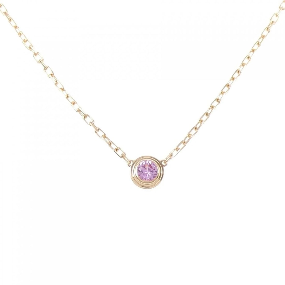CARTIER D'AMOUR NECKLACE: Cartier d'Amour Necklace Brand: Cartier Type: Necklace Material: 750 Pink Gold Main Stone Sapphire Color: Pink Gold Size: 38 41cm ActualSize Diameter: 4.9mm Chain Max. W: 1.1mm Accessories: