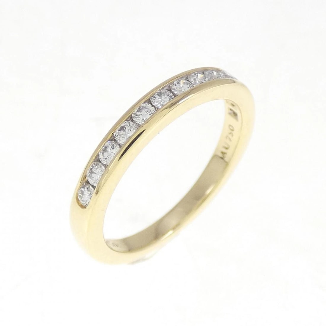 TIFFANY & CO. HALF CIRCLE CHANNEL SETTING RING: Tiffany & Co. half Circle channel setting Ring Brand: Tiffany Type: Ring Material: 750 Yellow Gold 750 White Gold Main Stone Natural Color: Yellow Gold White Gold Size: 3-3.5 (US size) 