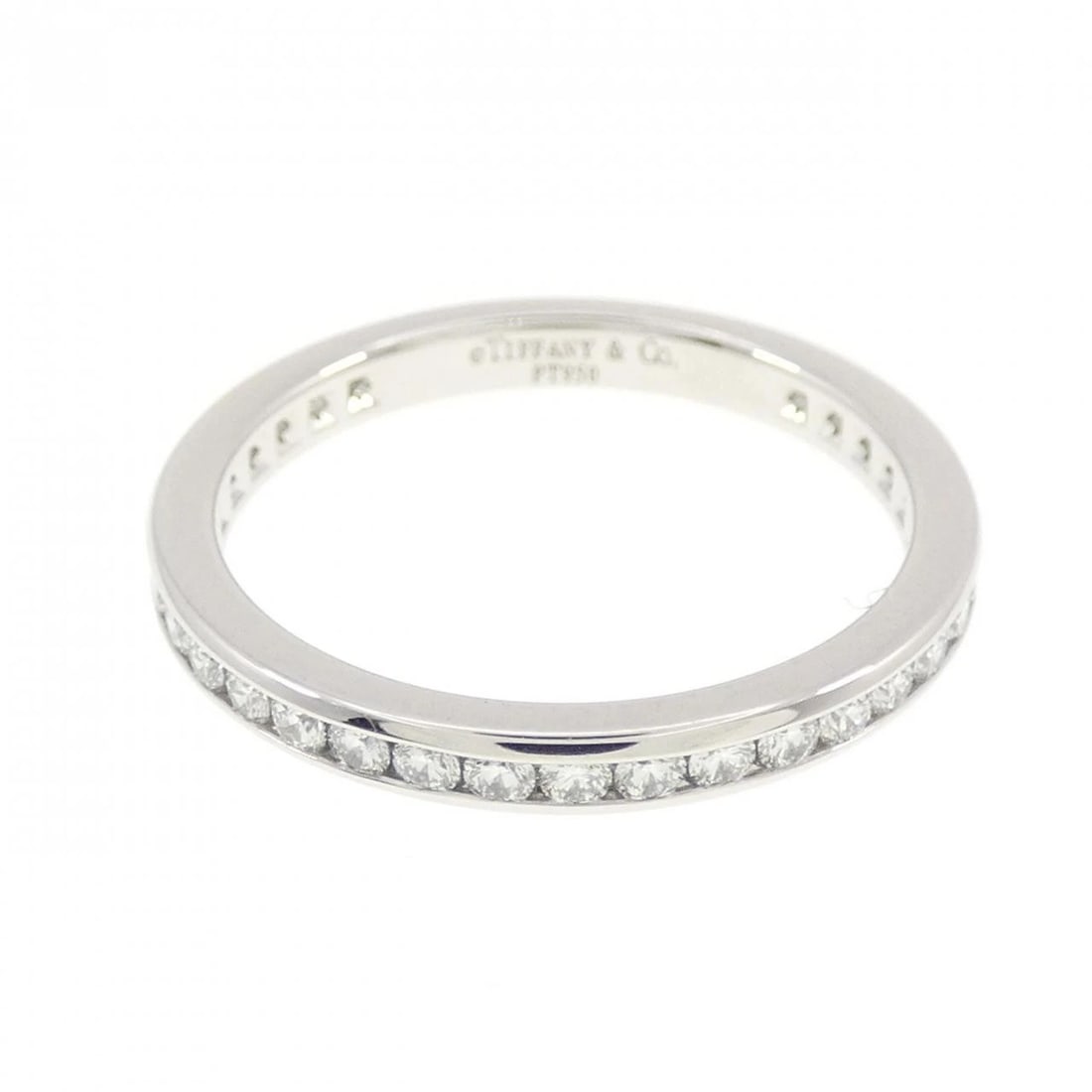 TIFFANY & CO. FULL CIRCLE CHANNEL SETTING RING: Tiffany & Co. Full Circle channel setting Ring Brand: Tiffany Type: Ring Material: Platinum Main Stone Natural Color: Platinum Size: 5.5 (US size) Accessories: None Accessories Notice: When