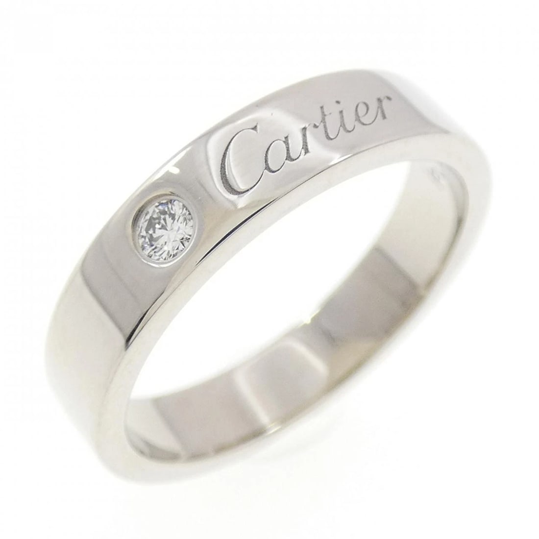 CARTIER WEDDING 1P RING: Cartier Wedding 1P Ring Brand: Cartier Type: Ring Material: Platinum 950 Main Stone Natural Color: Platinum Size: 6 (US size) Accessories: None Accessories Notice: When purchasing pre-owned