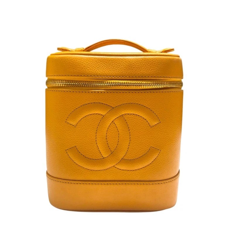 CHANEL VANITY BAG HANDBAG: CHANEL Vanity bag Handbag Brand: CHANEL Type: Handbag Material: Exterior Material Caviar skin Color: Orange Gold Hardware Size: W5.9 x H6.7x D5.1inch Accessories: None Accessories Notice: