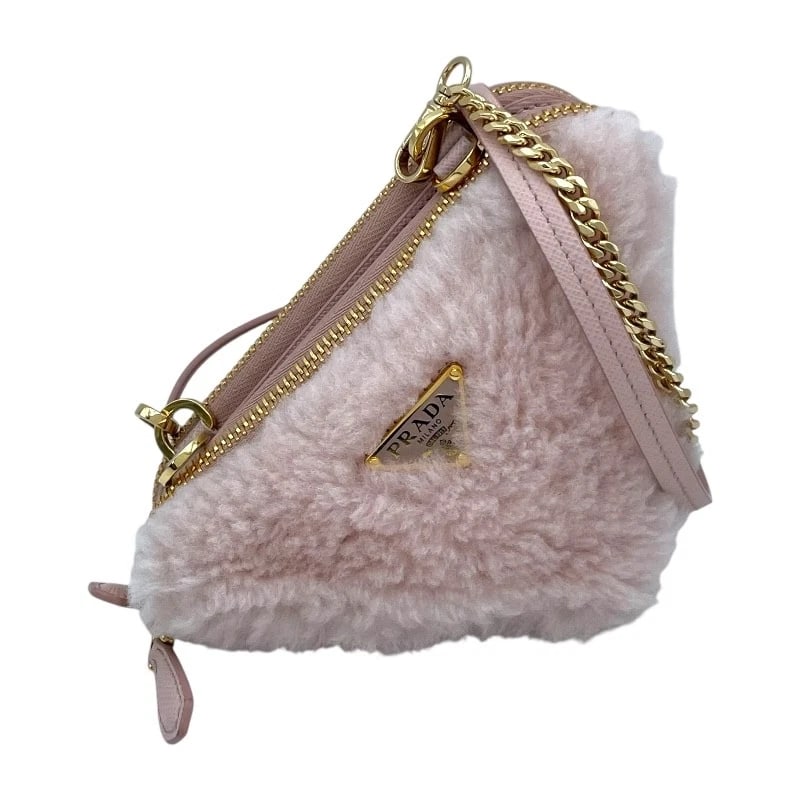 PRADA TRIANGLE RE-NYLON SHOULDER SHOULDER BAG: PRADA Triangle Re-Nylon Shoulder Shoulder Bag Brand: PRADA Type: Shoulder Bag Material: Safiano Color: pink Size: W3.5 x H4.7x D1.6inch Shoulder:11.8inch Accessories: None Accessories Noti