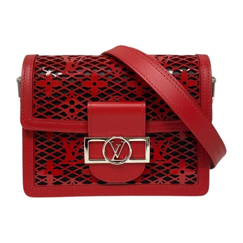 LOUIS VUITTON DAUFINE MINI SHOULDER BAG: LOUIS VUITTON Daufine MINI Shoulder Bag Brand: LOUIS VUITTON Type: Shoulder Bag Material: Monogram mesh Color: Red x Black SilverHardware Size: W7.9 x H5.9x D3.7inch Shoulder:26.4inch 