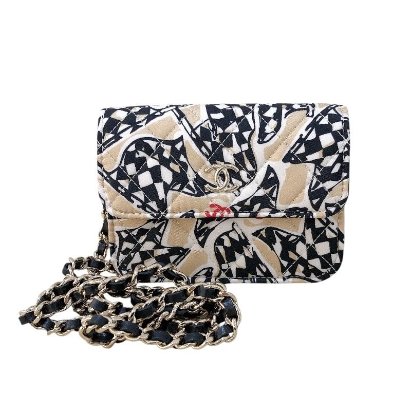 CHANEL MINIMA TRASSE CHAINSHOULDER BAG: CHANEL Minima Trasse ChainShoulder Bag Brand: CHANEL Type: Shoulder Bag Material: canvas Color: Gold Hardware Size: W4.7 x H3.5x D1.2inch Shoulder:45.3inch Accessories: None Accessories No