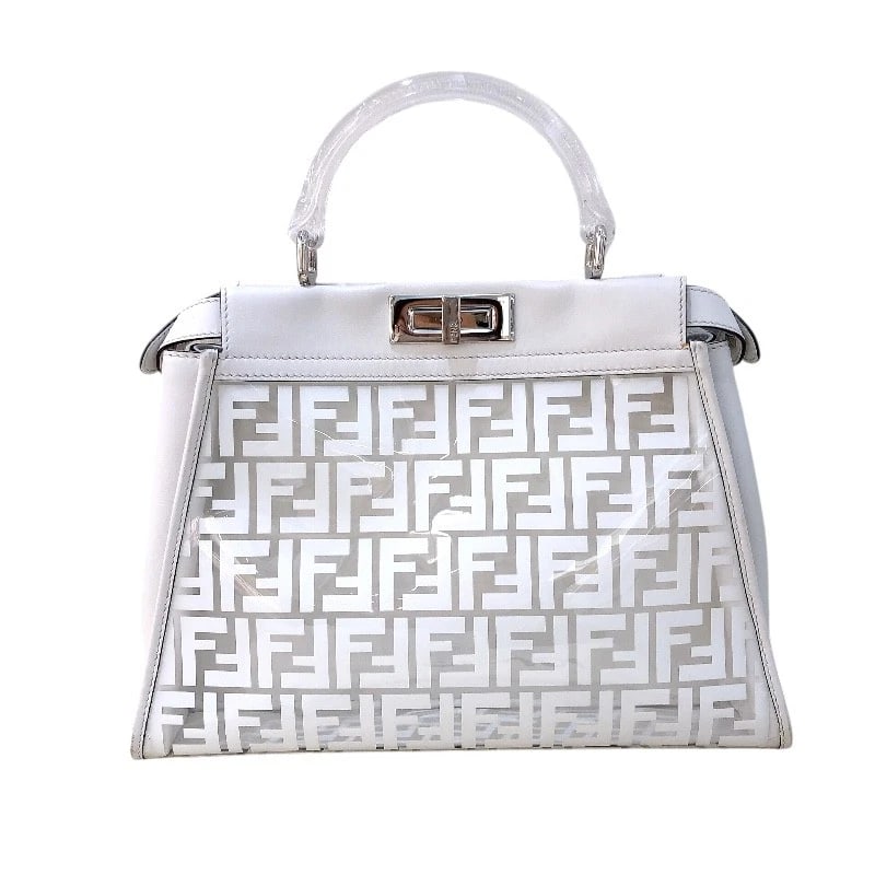 FENDI PEEK-A-BOO REGULAR HANDBAG: FENDI Peek-a-boo regular Handbag Brand: FENDI Type: Handbag Material: PVC / Leather Color: white Size: W13.4 x H9.8x D4.5inch Shoulder:34.6inch Accessories: None Accessories Notice: When p