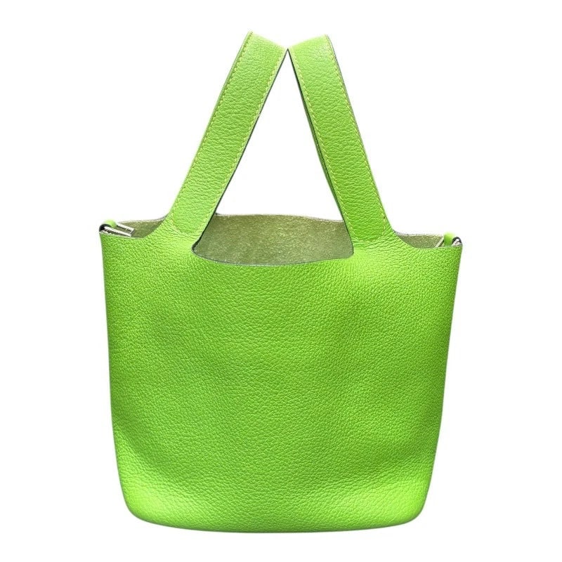 HERMES PICOTAN PM HANDBAG: HERMES Picotan PM Handbag Brand: HERMES Type: Handbag Material: Fjord Color: SilverHardware Size: W7.1 x H7.1x D5.5inch Accessories: None Accessories Notice: When purchasing pre-owned goods,