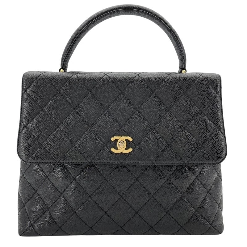 CHANEL MATELASSE TOP HANDLE HANDBAG: CHANEL Matelasse top handle Handbag Brand: CHANEL Type: Handbag Material: Caviar skin Color: Black GD Hardware Size: W11.8 x H9.8x D4.3inch Accessories: None Accessories Notice: When purch