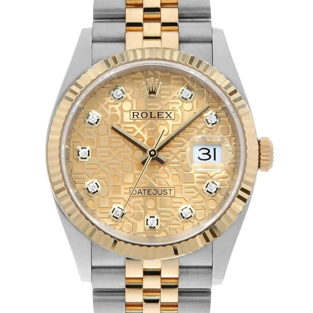 ROLEX DATEJUST DIAMOND CHAMPAGNE CARVING COMPUTER ROW JUBIL WATCH (1 of 7)