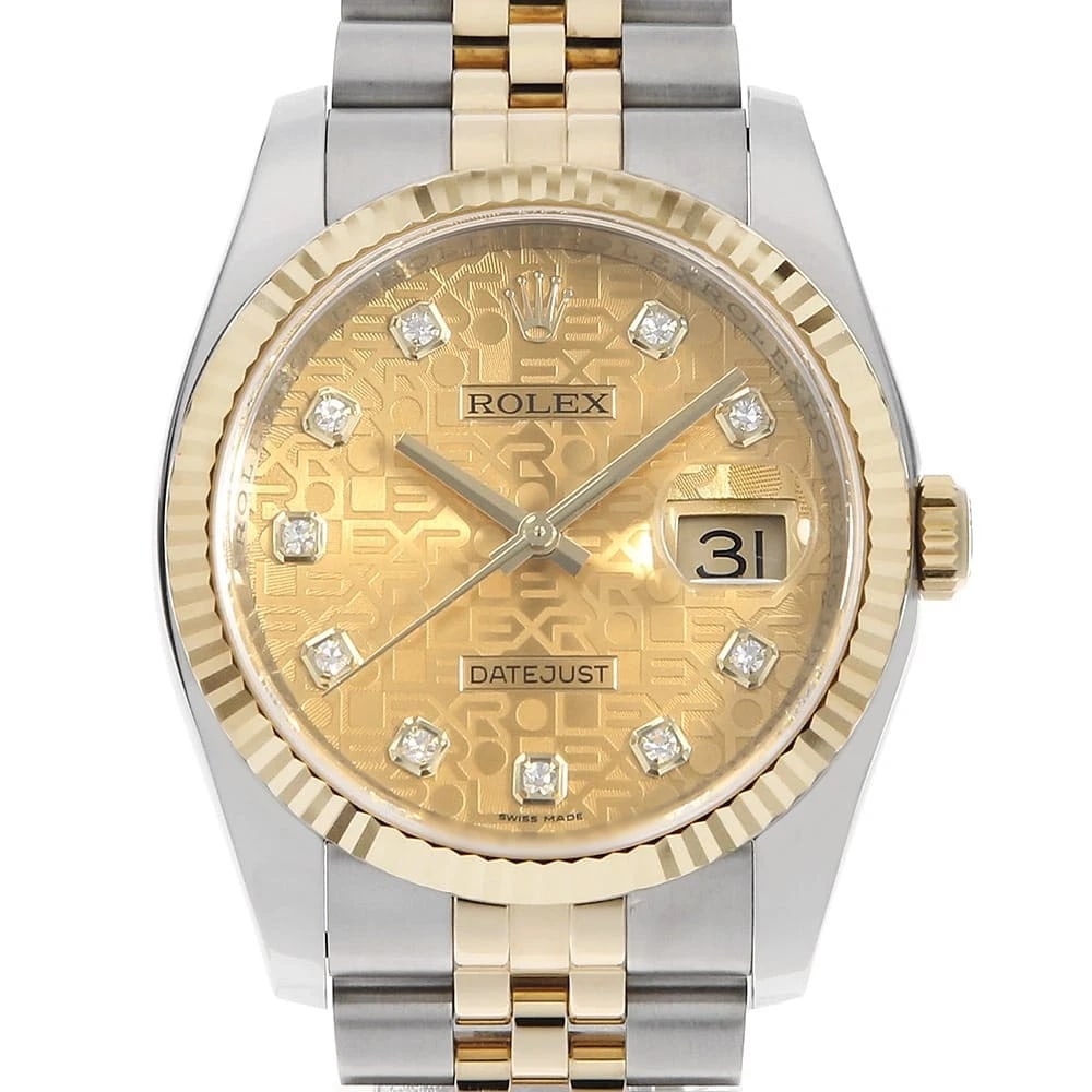 ROLEX DATEJUST DIAMOND CHAMPAGNE CARVING COMPUTER WATCH: ROLEX Datejust Diamond Champagne Carving computer, Watch Brand: ROLEX Type: Wrist watch Material: Band Material Stainless Steel/Yellow Gold, Case Material Stainless Steel Color: Dial Color