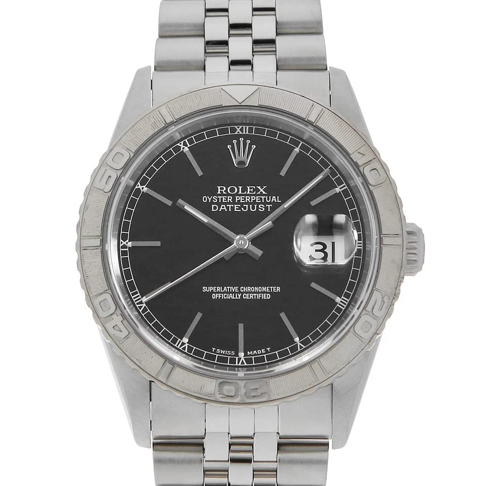 ROLEX DATEJUST THUNDERBIRD BLACK JUBILEE BRACELET WATCH: ROLEX Datejust Thunderbird Black Jubilee BraceletWatch Brand: ROLEX Type: Wrist watch Material: Band Material Stainless Steel, Case Material Stainless Steel Color: Dial Color Black Size: Band Size