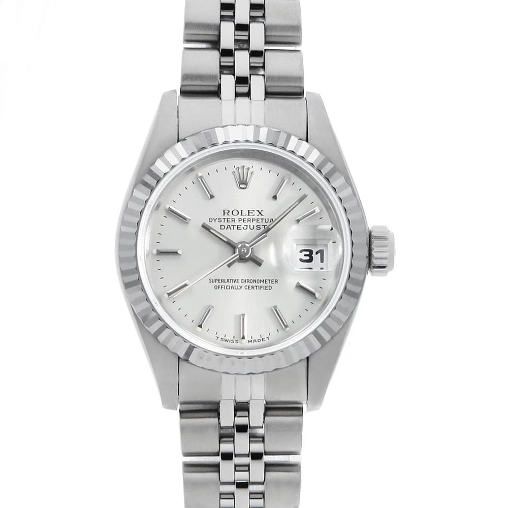 ROLEX DATEJUST SILVER WATCH: ROLEX Datejust Silver Watch Brand: ROLEX Type: Wrist watch Material: Band Material Stainless Steel, Case Material Stainless Steel Color: Dial Color Silver Size: Band Size 18cm (7.1inch), Case Size