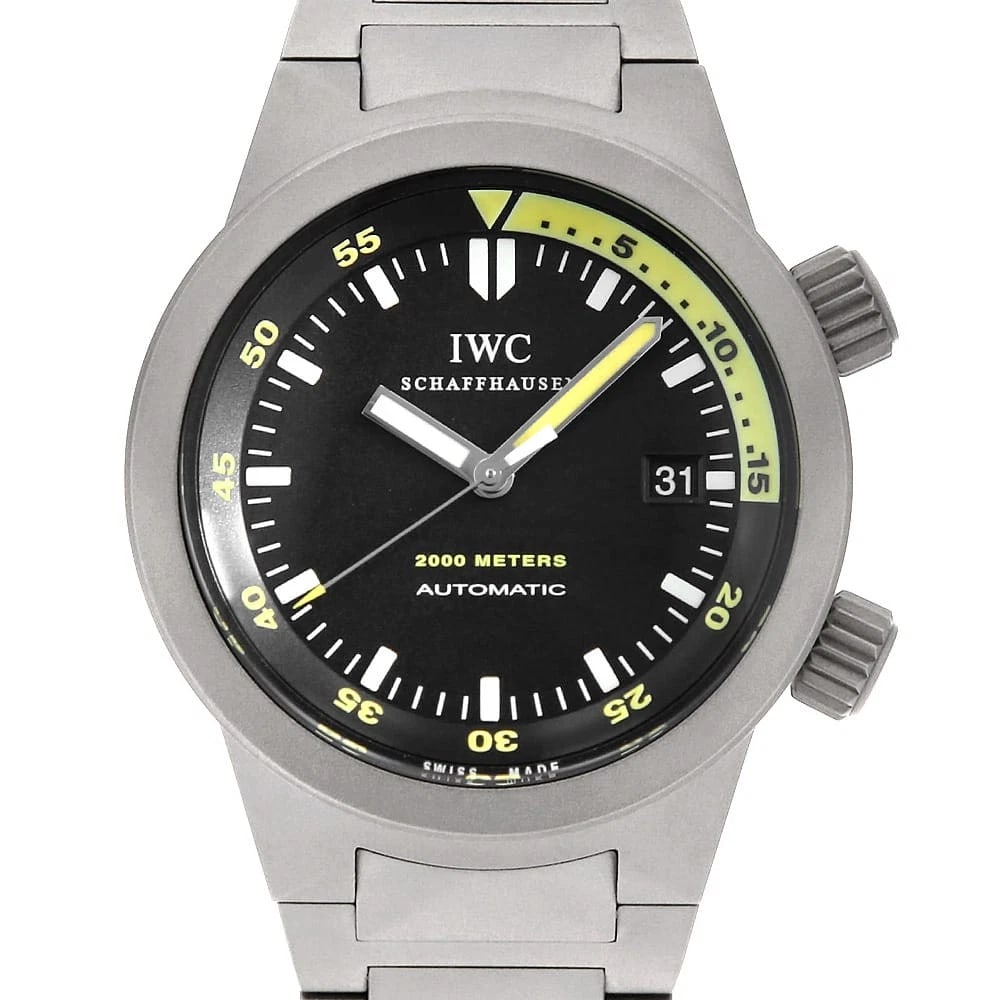 IWC AQUA TIMER WATCH: IWC Aqua timer Watch Brand: IWC Type: Wrist watch Material: Band Material Titanium, Case Material Titanium Color: Dial Color Black Size: Band Size 19cm (7.5inch), Case Size Case:W42mm Circumferenc
