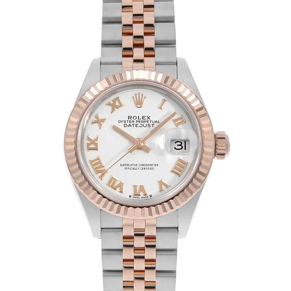 ROLEX DATEJUST WHITE ROMAN JUBILEE BRACELET WATCH: ROLEX Datejust white Roman jubilee bracelet Watch Brand: ROLEX Type: Wrist watch Material: Band Material Stainless Steel/Everose Gold, Case Material Stainless Steel Color: Dial Color White 