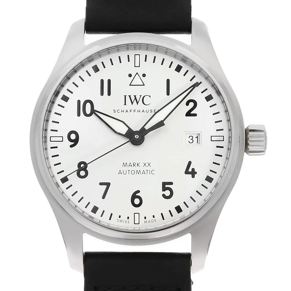 IWC PILOT'S WATCH MARK XX WATCH: IWC Pilot's Watch Mark XX Watch Brand: IWC Type: Wrist watch Material: Band Material Calfskin, Case Material Stainless Steel Color: Dial Color Silver Size: Band Size none, Case Size Case:W40mm