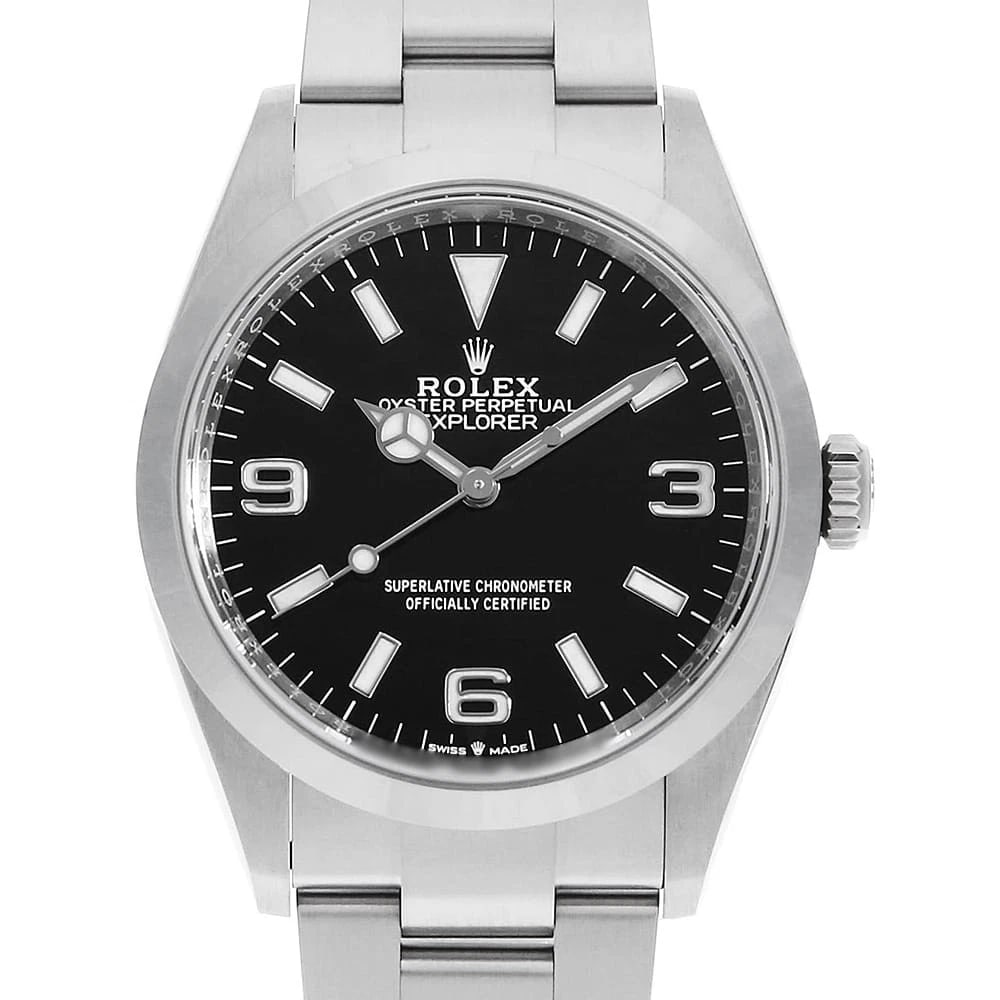 ROLEX EXPLORER BLACK WATCH: ROLEX Explorer black Watch Brand: ROLEX Type: Wrist watch Material: Band Material Stainless Steel, Case Material Stainless Steel Color: Dial Color Black Size: Band Size 19cm (7.5inch), Case Size C