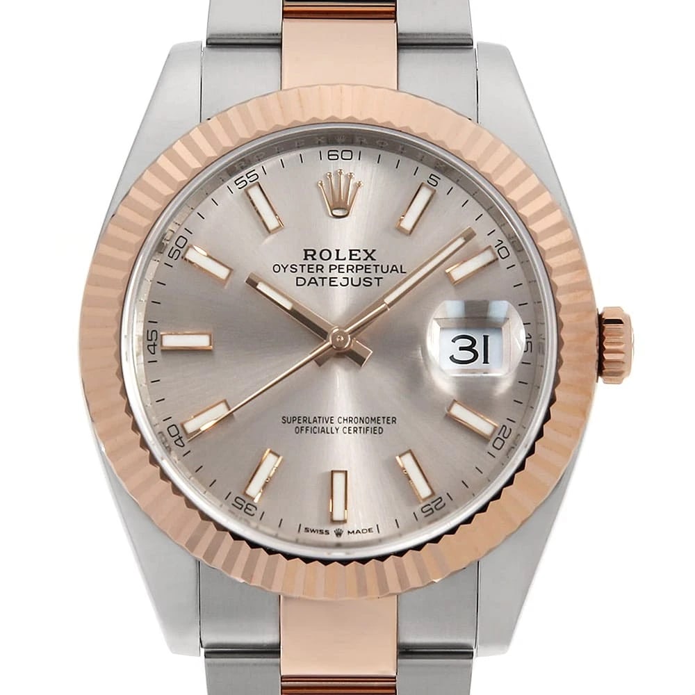 ROLEX DATEJUST SUNDUST BAR OYSTER BREATH WATCH: ROLEX Datejust Sundust Bar oyster breathWatch Brand: ROLEX Type: Wrist watch Material: Band Material Stainless Steel/Everose Gold, Case Material Stainless Steel Color: Dial Color Sundust Size: Ban