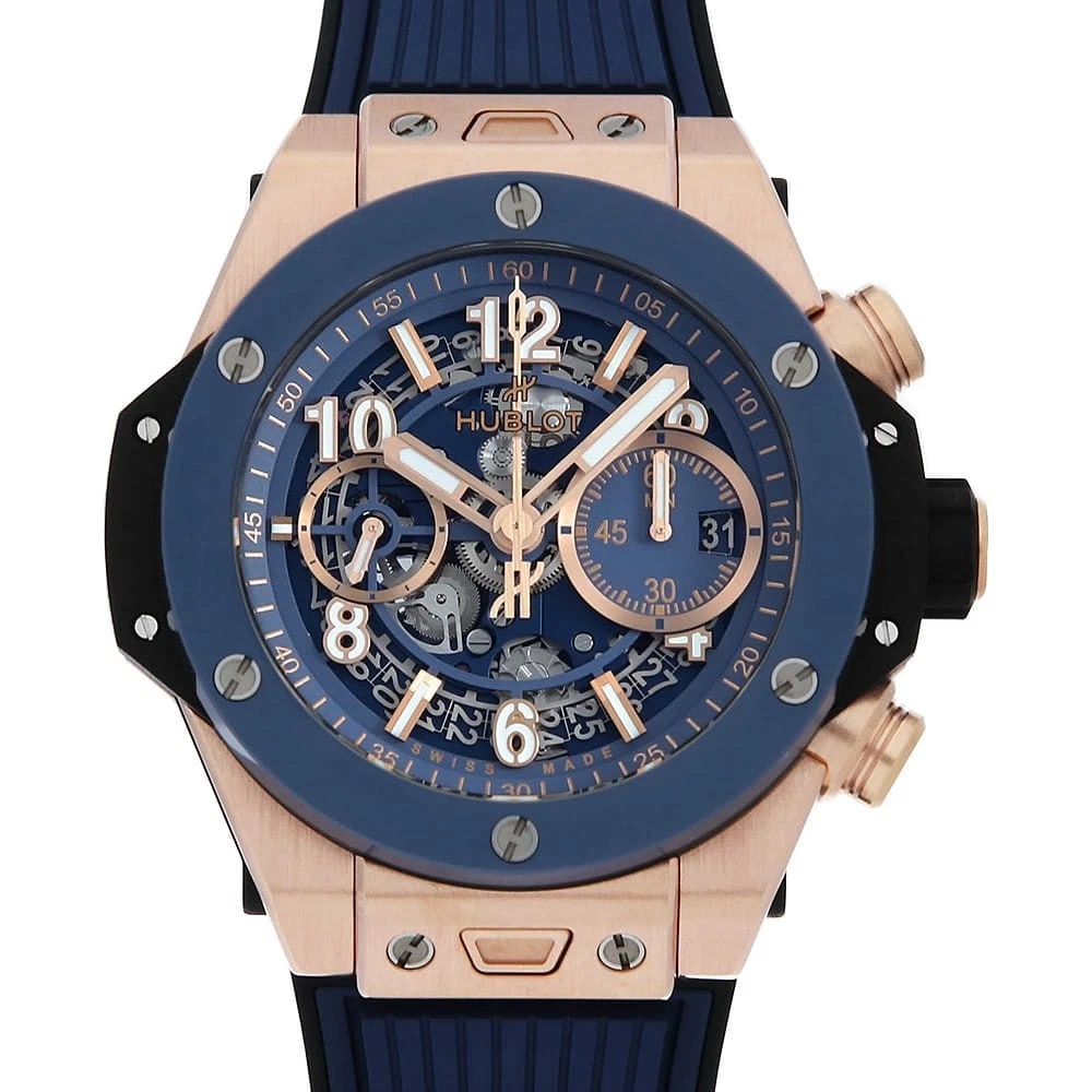 HUBLOT BIG BANG UNICO KING GOLD BLUE CERAMIC WATCH (1 of 5)