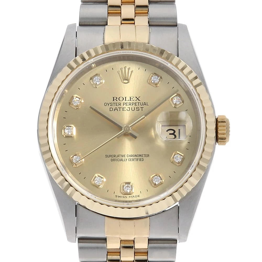 ROLEX DATEJUST DIAMOND CHAMPAGNE WATCH (1 of 5)