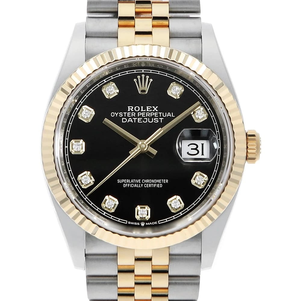 ROLEX DATEJUST DIAMOND BLACK ROW JUBILEE BRACELET WATCH: ROLEX Datejust diamond black row jubilee braceletWatch Brand: ROLEX Type: Wrist watch Material: Band Material Stainless Steel/Yellow Gold, Case Material Stainless Steel Color: Dial Color Black Siz