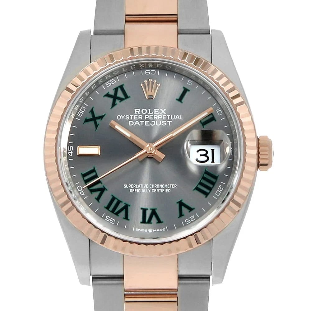 ROLEX DATEJUST SLATE GREEN ROMA OYSTER BRACELET WATCH (1 of 6)