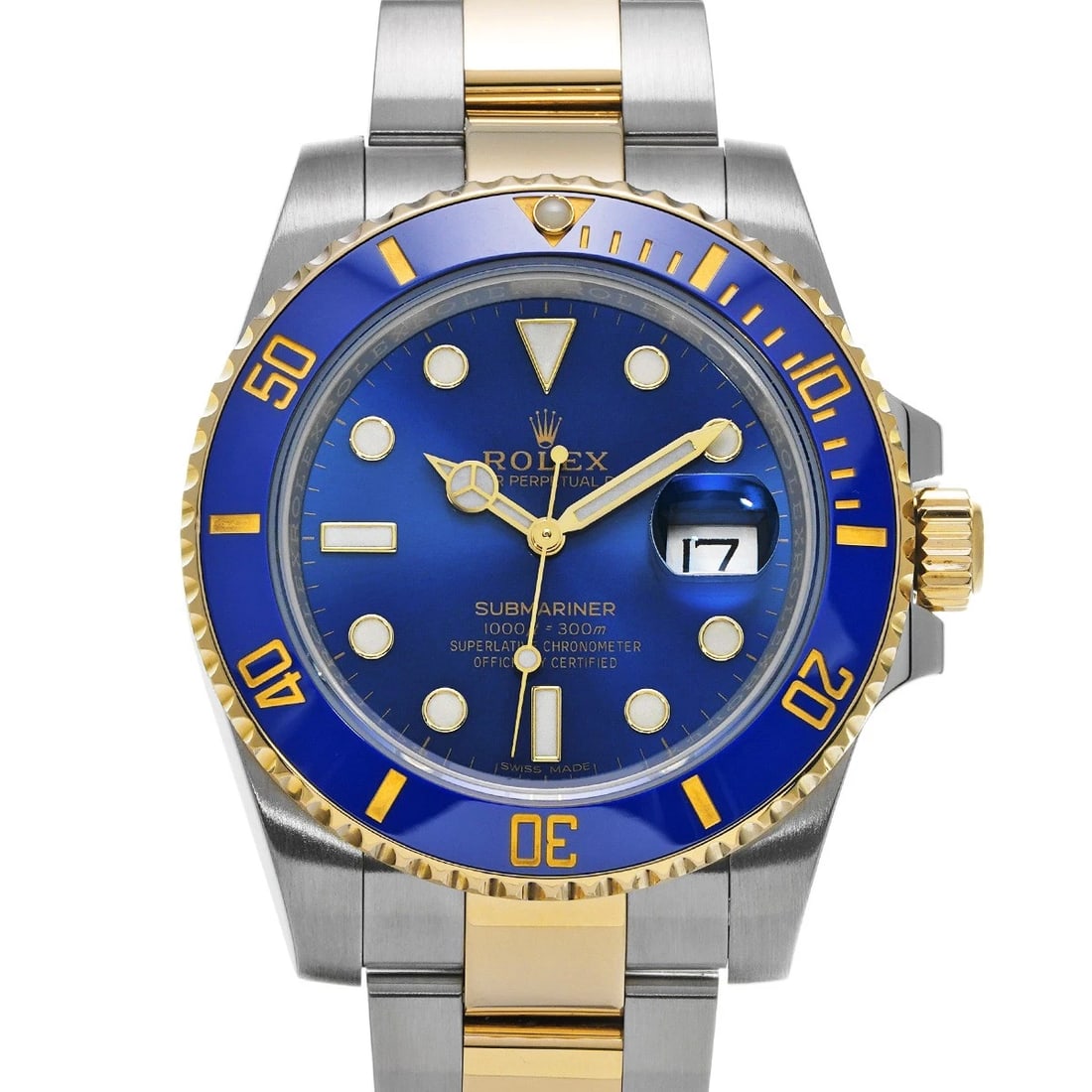 ROLEX SUBMARINER BLUE WATCH: ROLEX Submariner blue WATCH Brand: ROLEX Type: Wristwatch Material: Band Material Stainless steel/Yellow Gold, Case Material Stainless steel Color: Dial Color blue Size: Case H/about 40mm