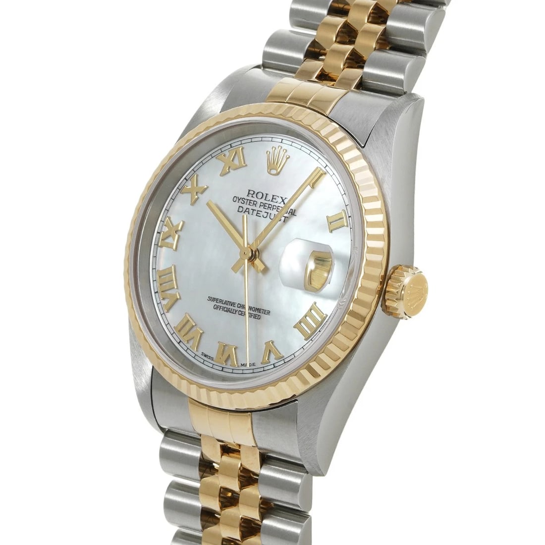 ROLEX DATEJUST WHITE SHELL WATCH - 2