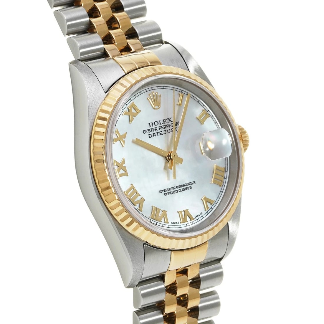 ROLEX DATEJUST WHITE SHELL WATCH - 3