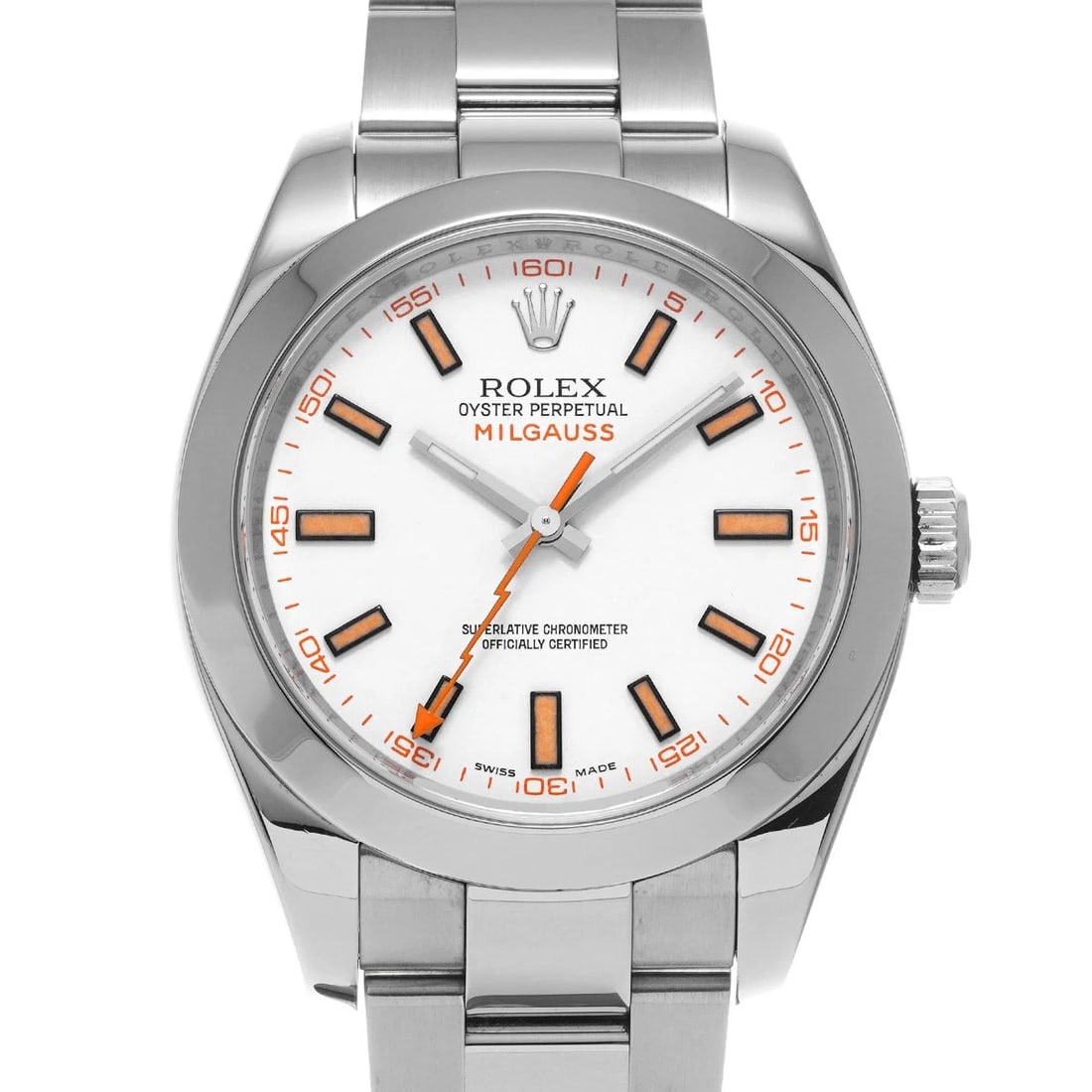 ROLEX MILGAUSS WHITE WATCH: ROLEX Milgauss white WATCH Brand: ROLEX Type: Wristwatch Material: Band Material Stainless steel, Case Material Stainless steel Color: Dial Color white Size: Case H/about 40mm W/about 40mm