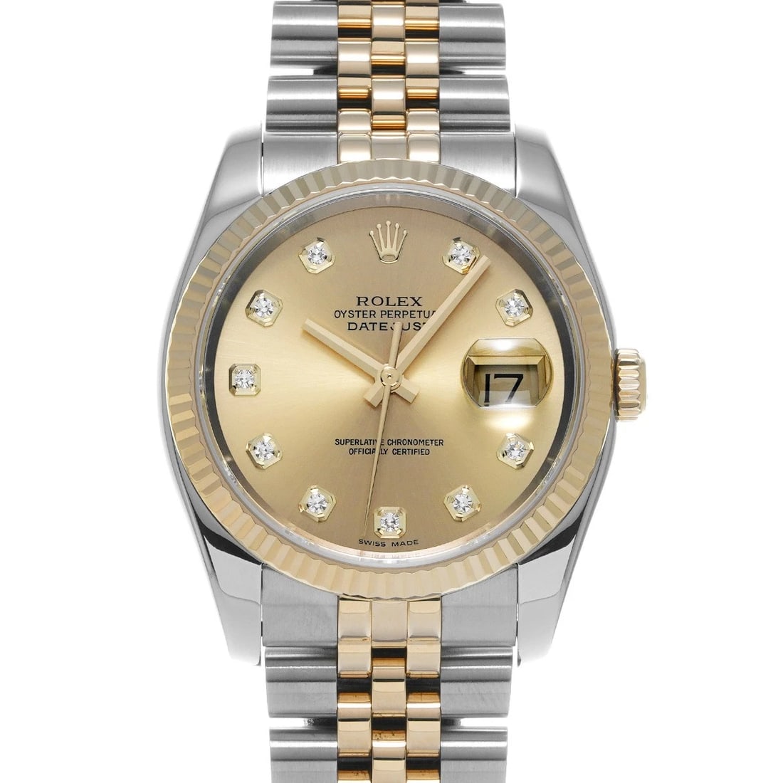 ROLEX DATEJUST CHAMPAGNE DIAMOND WATCH: ROLEX Datejust Champagne diamond WATCH Brand: ROLEX Type: Wristwatch Material: Band Material Stainless steel/Yellow Gold, Case Material Stainless steel Color: Dial Color Champagne Size: Case