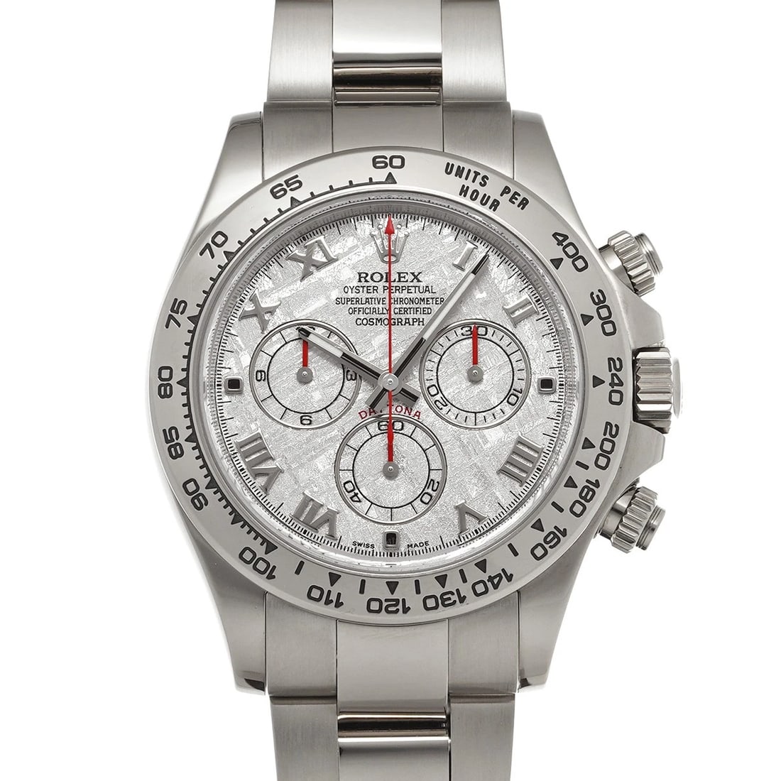 ROLEX COSMOGRAPH METEOLITE WATCH: ROLEX Cosmograph Meteolite WATCH Brand: ROLEX Type: Wristwatch Material: Band Material White gold, Case Material White gold Color: Dial Color Meteolite Size: Case H/about 40mm W/about 40mm