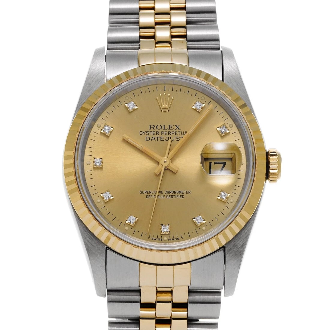 ROLEX DATEJUST CHAMPAGNE COMPUTER DIAMOND WATCH: ROLEX Datejust Champagne computer diamond WATCH Brand: ROLEX Type: Wristwatch Material: Band Material Stainless steel/Yellow Gold, Case Material Stainless steel Color: Dial Color Champagne