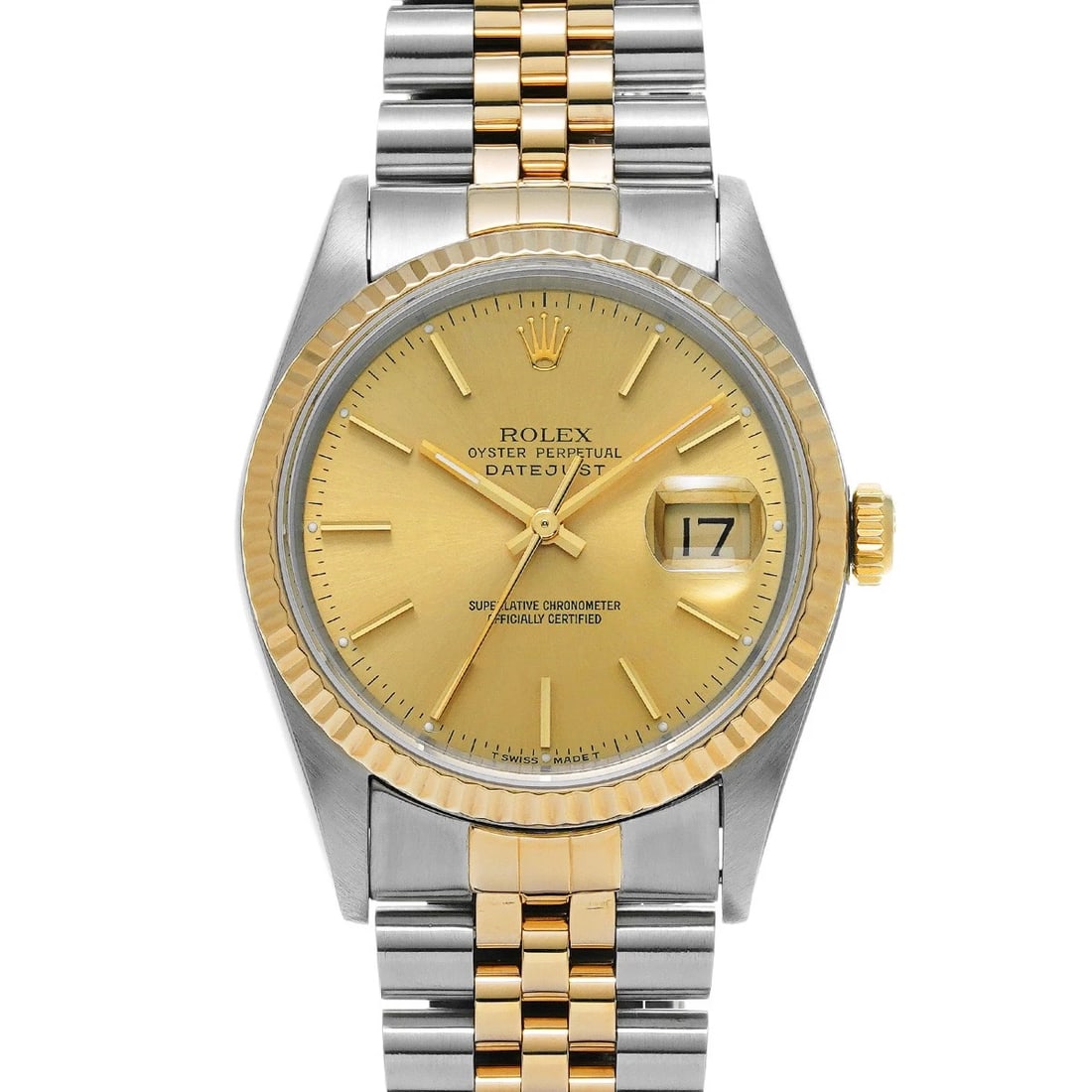 ROLEX DATEJUST CHAMPAGNE WATCH: ROLEX Datejust Champagne WATCH Brand: ROLEX Type: Wristwatch Material: Band Material Stainless steel/Yellow Gold, Case Material Stainless steel Color: Dial Color Champagne Size: Case H/about 36mm