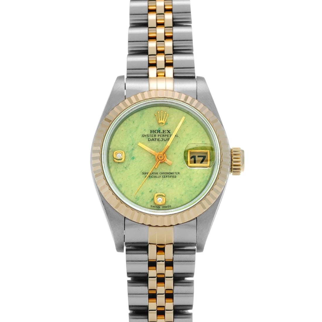 ROLEX DATEJUST GREEN JADE DIAMOND WATCH (1 of 4)