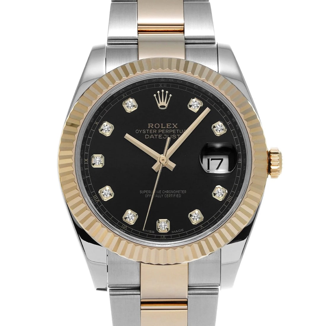 ROLEX DATEJUST BRIGHT BLACK DIAMOND WATCH: ROLEX Datejust Bright black diamond WATCH Brand: ROLEX Type: Wristwatch Material: Band Material Stainless steel/Yellow Gold, Case Material Stainless steel Color: Dial Color Bright black Size: Case