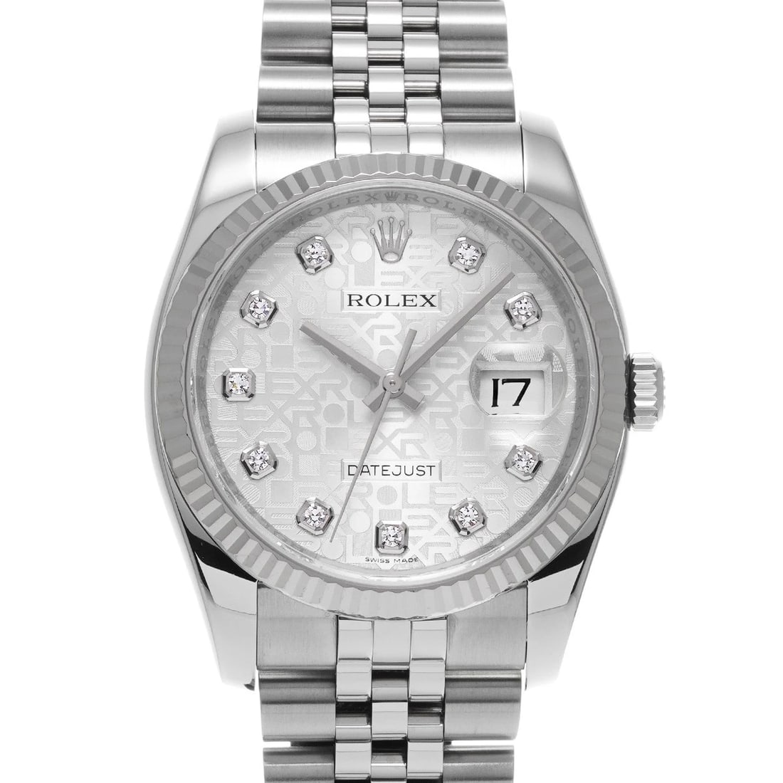 ROLEX DATEJUST SILVER COMPUTER DIAMOND WATCH (1 of 4)