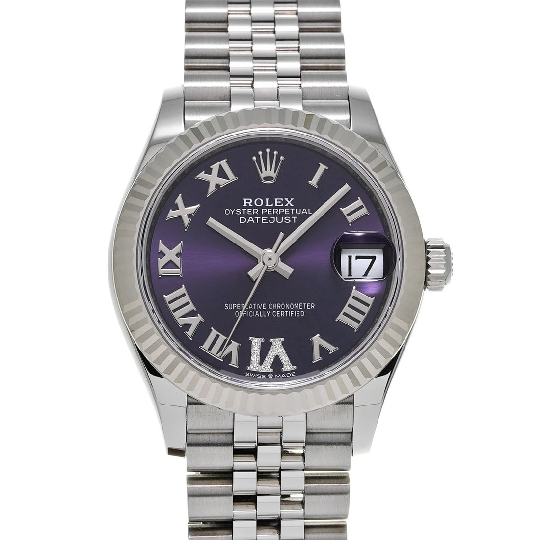 ROLEX DATEJUST AUBERZINE WATCH: ROLEX Datejust Auberzine WATCH Brand: ROLEX Type: Wristwatch Material: Band Material Stainless steel, Case Material Stainless steel Color: Dial Color Auberzine Size: Case H/about 31mm W/about