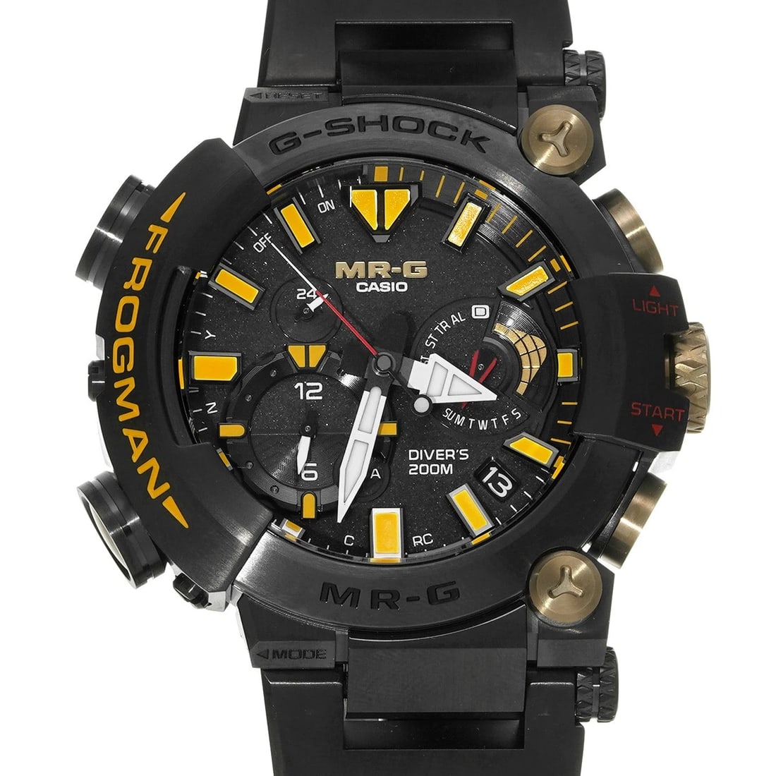 CASIO G-SHOCK MR FROGMAN BLACK WATCH: CASIO G-SHOCK MR Frogman black WATCH Brand: CASIO Type: Wristwatch Material: Band Material titanium, Case Material titanium Color: Dial Color black Size: Case H/about 56mm W/about 49.7mm