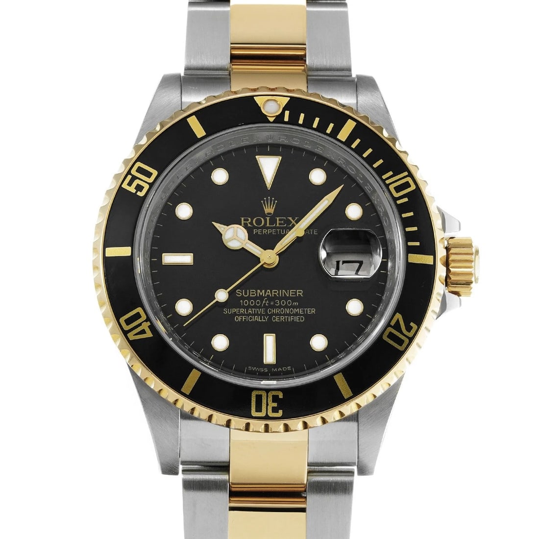 ROLEX SUBMARINER BLACK WATCH: ROLEX Submariner black WATCH Brand: ROLEX Type: Wristwatch Material: Band Material Stainless steel/Yellow Gold, Case Material Stainless steel Color: Dial Color black Size: Case H/about 40mm W/abou