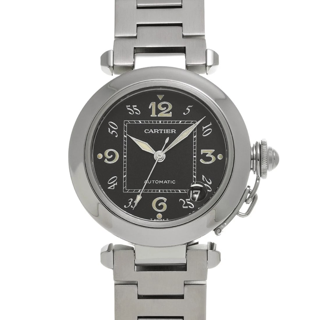 CARTIER PASHA BLACK WATCH: CARTIER Pasha black WATCH Brand: CARTIER Type: Wristwatch Material: Band Material NONE, Case Material Stainless steel Color: Dial Color black Size: Case H/about 35mm W/about 35mm D/about 9.5mm