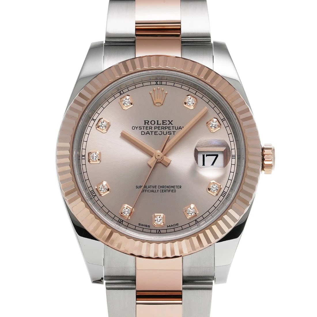ROLEX DATEJUST SUNDUST DIAMOND WATCH: ROLEX Datejust Sundust diamond WATCH Brand: ROLEX Type: Wristwatch Material: Band Material Stainless steel/Everrose gold, Case Material Stainless steel Color: Dial Color Sundust Size: Case