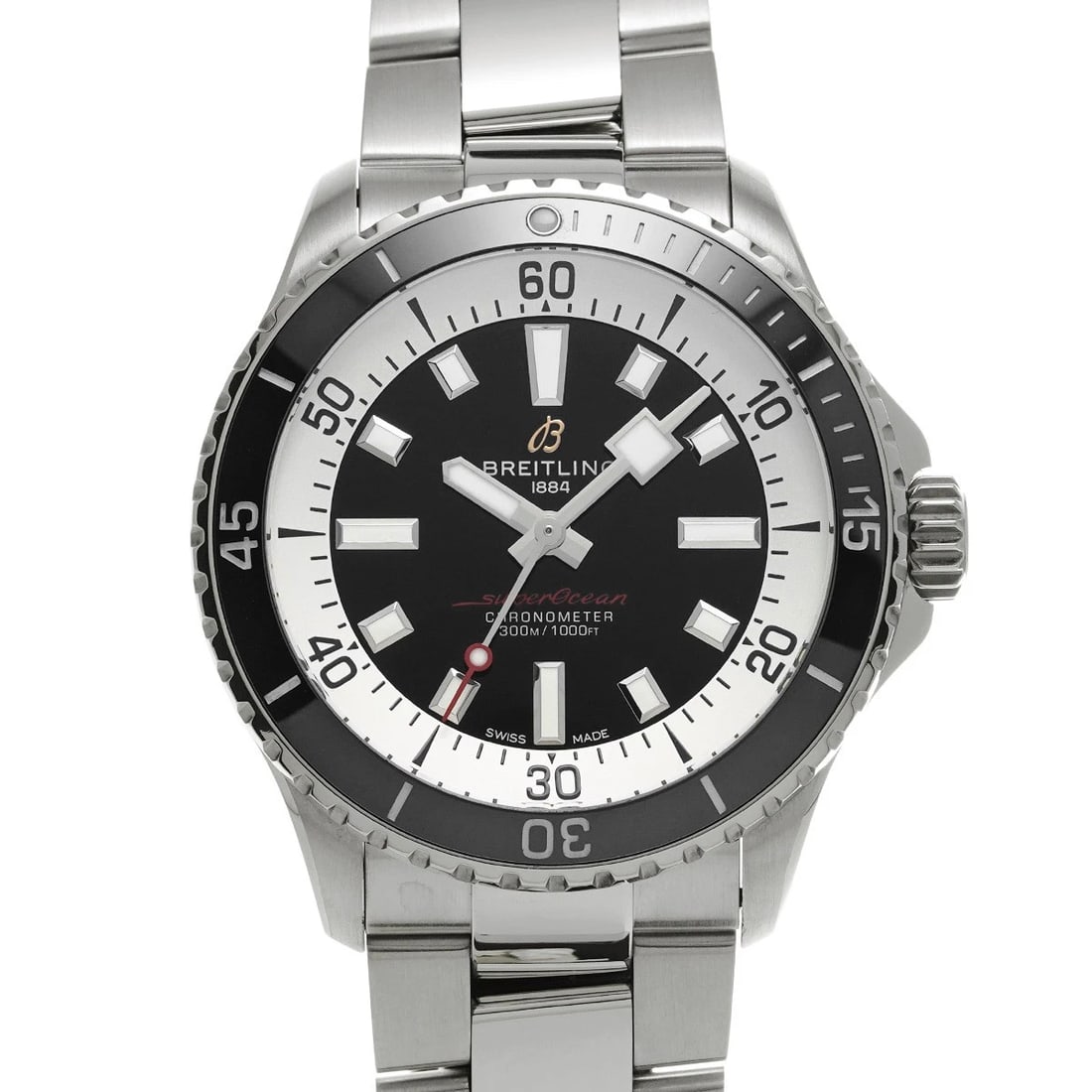 BREITLING SUPEROCEAN BLACK WATCH: BREITLING Superocean black WATCH Brand: BREITLING Type: Wristwatch Material: Band Material Stainless steel, Case Material Stainless steel Color: Dial Color black Size: Case H/about 42mm W/about 42