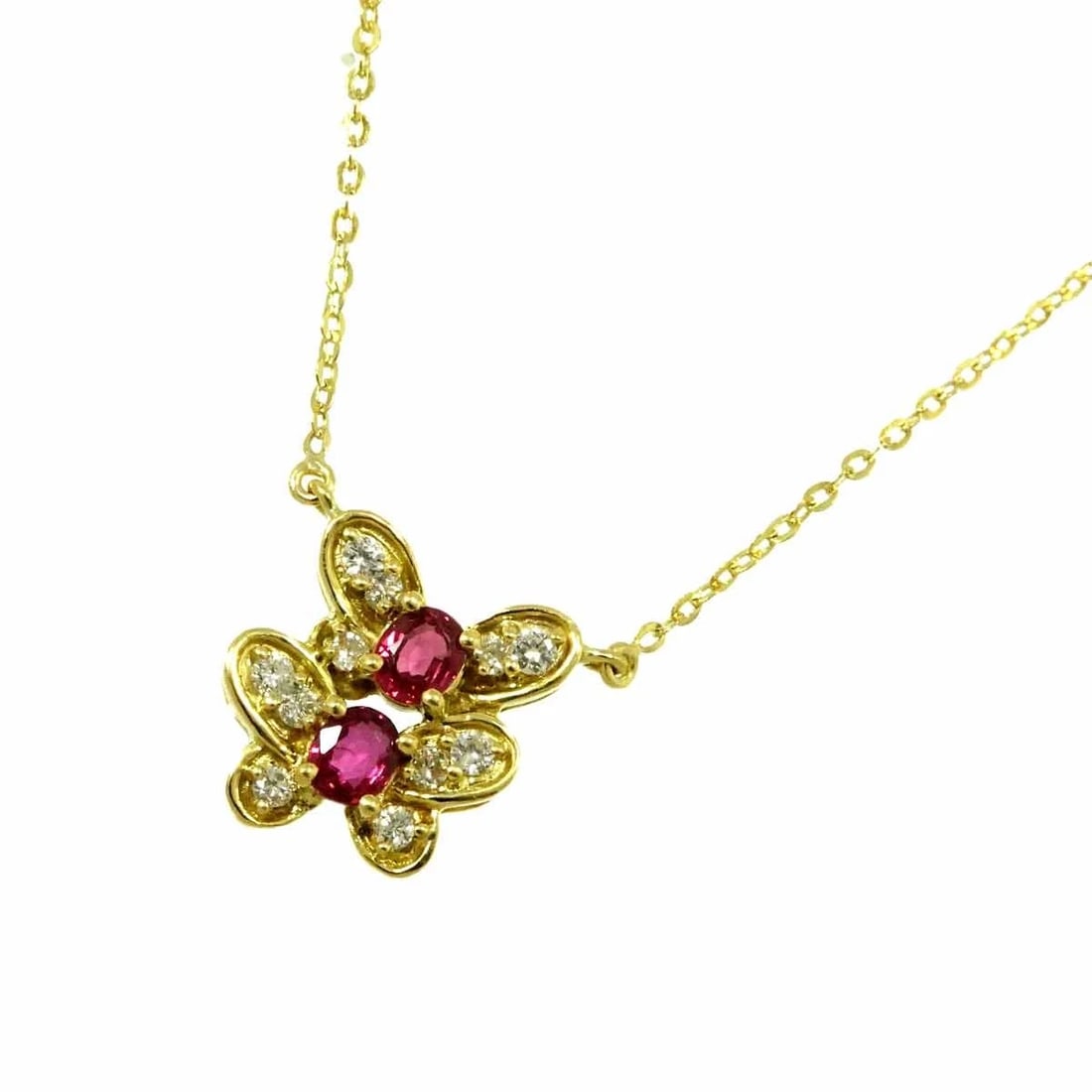 RUBY DIAMOND NECKLACE 18K: Ruby Diamond Necklace 18K Brand: Unbranded Type: Necklace Material: 18K Yellow Gold Main Stone Ruby Color: Yellow Gold Size: internal circumference of the chain:15.4inch Top Charm(max):W 12.9X H 1