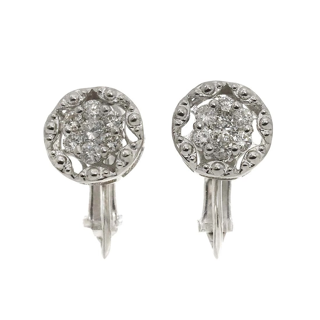 DIAMOND EARRINGS CLIP-ON 18K K18 WG (1 of 4)